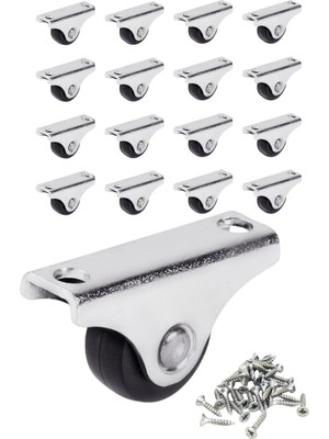 Nacario Mini Sabit Mobilya Tekerlekleri, Siyah, 4cm x 2.2cm, 15 kg Taşıma Kapasitesi, 19MM Makara Çapı, Sehpa ve Komidin Için, Vidalar Dahil, 16 Adet