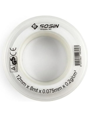Nacario Sosin 8 Metre Ptfe Tesisat Sızdırmazlık Malzemesi - 12MM Genişlik - Musluk, Batarya ve Boru Dişlisi Sızdırmazlık Ekipmanı - Profesyonel Tesisatçı Tipi Yalıtım Ürünü (2 Adet)