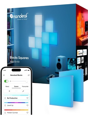 Nacario Nanoleaf Blocks Genişletme Paketi | 2 Kare Panel (Başlangıç ​​kiti Gereklidir), Rgbw Renk Değiştiren Duvar Aydınlatması, Ayarlanabilir Renk Sıcaklığı (2700K - 6500K), Yumuşak Atmosfer Işığı, Beyaz