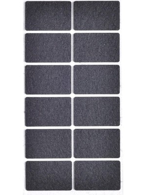 Nacario Siyah Keçe 12 Adet 3,5 x 5,5 cm Dikdörtgen Yapışkanlı Sandalye, Masa, Koltuk Altı Parke Koruma