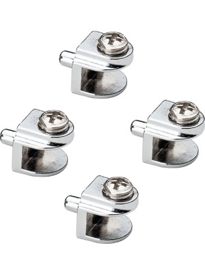 Nacario BADEM10 Cam Raf Tutucu Metal Cam Etejer Pimli Krom Metal Vidalı (4 Adet)