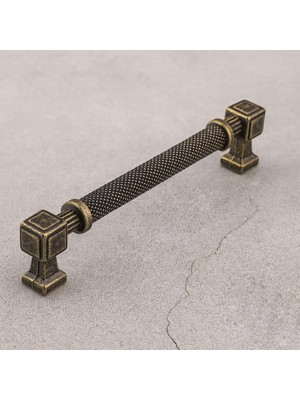 Nacario Grip Desenli Antik Sarı Metal Kulp 160 mm Mobilya Çekmece Mutfak Dolabı Dolap Modern Kapak Kulpları