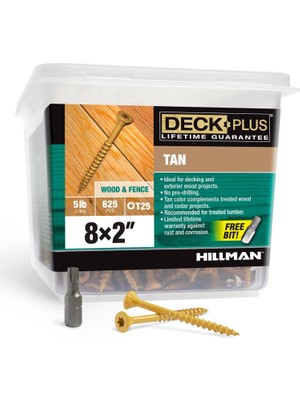 Nacario Deck Plus Wood Screws, Self-Drilling, Tan Ceramic, 2-In. x #8, 5-Lbs. -48414