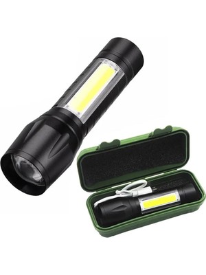 Nacario Ucuz Geldi Mini LED El Feneri, Şarjlı, 5W, 200LM, 3 Mod Işık, Avcı Balıkçı Kamp Bekçi Polis Feneri Şarjlı Odak Ayarlı Cata Siyah Mini LED Fener