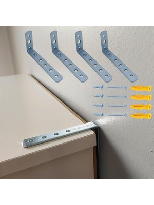 Nacario Mr.bracket Deprem Güvenliği Dolap Sabitleme Aparatı Seti 16X52X100MM - Mobilya Gardırop Portmanto Eşya Duvara Sabitleyici L Demiri