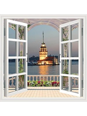 Nacario Pencere Poster Duvar Kağıdı Kız Kulesi Yapışkanlı Sticker