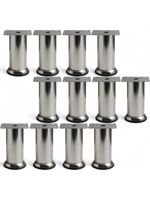 Nacario (12 Adet) Metal Krom 15 cm Ayakları Baza Mobilya Koltuk Kanepe Yatak Çekyat Destek Yükseltme Ayağı