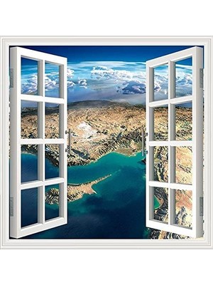 Nacario Pencere Poster Duvar Kağıdı Dünya Yapışkanlı Sticker