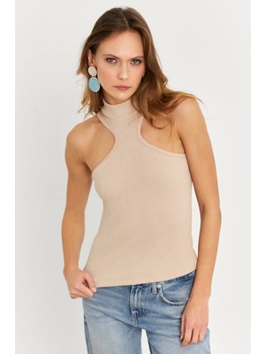 TeknoKapsül Cool & Sexy Kadın Taş Halter Yaka Kaşkorse Bluz EY1454
