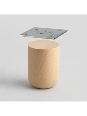 Nacario Bohem 10 cm Doğal Ahşap Ayak Boyasız Ham Silindir Mobilya Koltuk Kanepe Ayağı Metal Aparat Dahil