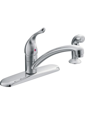 Nacario Moen Chateau Krom Tek Kolu Düşük Ark Mutfak Lavabo Bataryası Yan Püskürtücü, 4 Delikli Mutfak Bataryası, Ayrı Esnek Çekme Püskürtme Başlığı, Ticari, Çamaşırhane, Yardımcı Program, 7430
