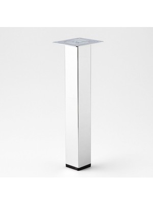 Nacario Kare Tablalı 41 cm Krom Gümüş 6 cm Çap Metal Sehpa Masa Ayağı Mobilya Destek Yükseltici Ayak