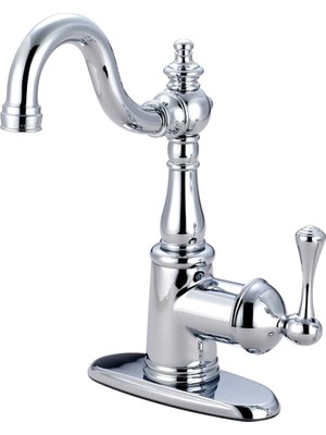 Nacario Kingston Brass FSS7641BL Ingilizce Vintage Single Handle Lavatory Musluk With Push Pop-Up And Plate, Cilalı Krom By Kingston Brass
