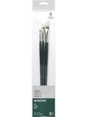 Nacario Winsor & Newton 5990608 Winton Fırça Setleri, Yağlı Boya, Akrilik Boya ve Alkid Boya Için, Yüksek Kaliteli Domuz Kıllarından -3 Düz Fırça No. 2, 4, 8