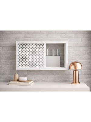 AyrStore Eylux Modern Dekoratif Duvara Asılabilir Sigorta ve Modem Saklama Kutusu, Ahşap, Beyaz, 25X35 Cm,