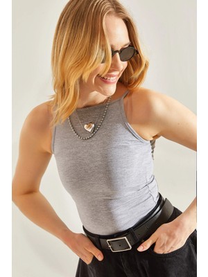 TeknoKapsül Bianco Lucci Kadın Halter Yaka Saran Basic Bluz 60251253