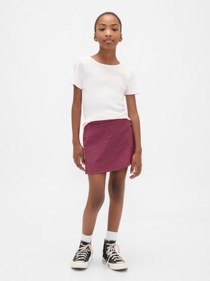 Gap Kız Çocuk Bordo Pull-On Pileli Şort Etek