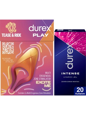 TeknoKapsül Durex Çok Fonksiyonlu Titreşimli Erojen Bölge Uyarıcı + Intense Uyarıcı Jel 10ML