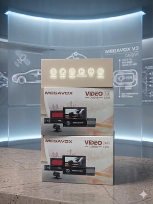 Megavox V-3 3" Dvr Araç Içi Kamerası LCD Ekranlı Gece Görüşlü 3 Kameralı G-Sensör Wi-Fi 1080P