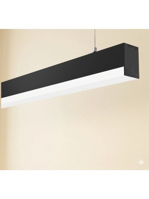 Yurdugül 100 cm Lineer LED Sarkıt Armatür 6500K Beyaz Işık Siyah Kasa Kademeli Difüzör