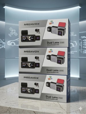 Megavox Es-80 3.39" Dvr Araç Içi Kamerası LCD Ekranlı Gece Görüşlü 3 Kameralı G-Sensör 1080P