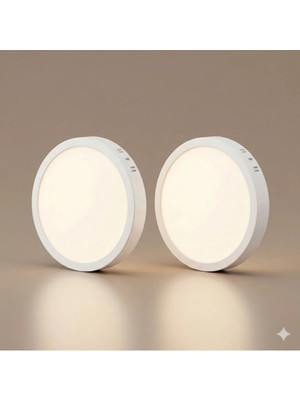 Yurdugül 24W Sıva Üstü Yuvarlak LED Panel 6500K Beyaz Işık 2160 Lümen – 2’li Paket