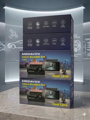 Megavox L-331 3" Dvr Araç Içi Kamerası LCD Ekranlı Gece Görüşlü 2 Kameralı G-Sensör Wi-Fi 1080P
