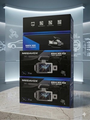 Megavox A-88 3" Dvr Araç Içi Kamerası LCD Ekranlı Gece Görüşlü 3 Kameralı G-Sensör Wi-Fi 1080P