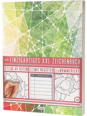 Nacario Mein Einzigartiges Xxl Zeichenbuch: 136 A4-Seiten, Nummeriert, Register / Es Skizzenbuch / PR601 „triangle“ / Softcover