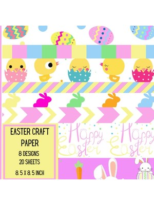 Nacario Independently Published Easter Craft Paper Pad: Easter Eggs, Bunnies, And Patterns. 8 Designs 20 Sheets 8.5x 8.5 Inches. Great For Scrapbooking And Dıy
