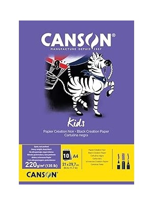 Nacario Canson 400015602 Hobi, Renkli Kağıt, A4, Siyah
