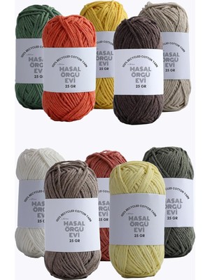 Nacario 25 Gram Mini Cotton SERISI%100 Pamuk Örgü Ipi 10 Renk Punch ve Amigurumi Ipi (Sonbahar)