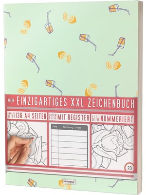 Nacario Mein Einzigartiges Xxl Zeichenbuch: 136 A4-Seiten, Nummeriert, Register / Es Skizzenbuch / PR601 „zitronen-Limonade“ / Softcover