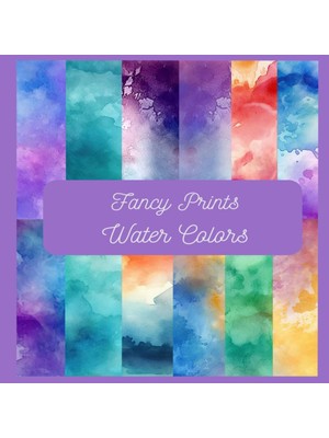 Nacario Independently Published Fancy Prints In Water Colors Scrapbook Paper Pad: 12 Patterns Single Sided Sheets. 6" x 6"