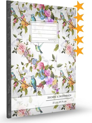 Nacario Zeichen- & Skizzenbuch: Dın A4 • 100+ Seiten, Soft Cover, Register, „kolibri“ • Original #goodmemos Sketchbook • Perfekt Als Skizzenbuch, Übungsheft, Storyboarding