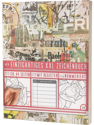 Nacario Mein Zeichenbuch / 136 Seiten, Nummeriert, Inhaltsverzeichnis / Es Skizzenbuch / PR601 „sticker Wall“ / Dın A4 Soft Cover