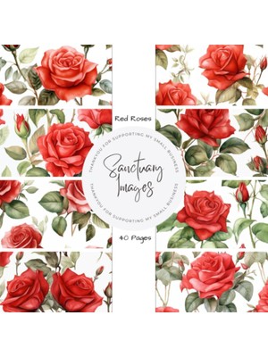Nacario Red Roses Scrapbooking Paper: Decorative Craft Paper Pad Supplies, Junk Journaling, Scrapbooking, & Crafting Projects - Double Sided 8.5 x 8.5"
