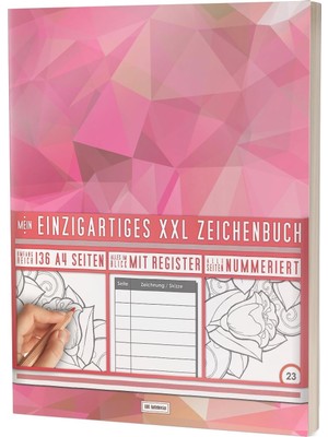 Nacario Mein Zeichenbuch / 136 Seiten, Nummeriert, Inhaltsverzeichnis / Dickes Blanko Buch / PR601 „roseev“ / Dın A4 Soft Cover