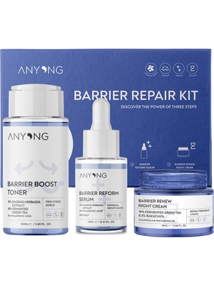 Nacario Anyong Bariyer Onarıcı, Nemlendirici ve Canlandırıcı Cilt Bakım Kiti (Tonik, Serum, Krem) Ginseng&yeşil Çay(50 ml + 12 ml + 20 Ml)
