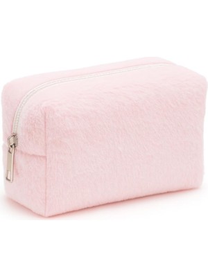 Nacario Peluş Yumuşacık Makyaj Çantası - Kozmetik Organizeri (Pembe)