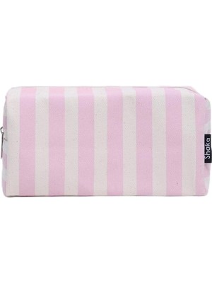 Nacario Shaka Pembe SHK221 Kanvas Kumaş, Tek Bölmeli, Fermuarlı, Çok Amaçlı Seyahat ve Makyaj Çantası,pembe