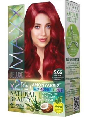 Nacario Maxx Deluxe Natural Beauty Amonyaksız Set Saç Boyası 5.65 Nar Kızılı