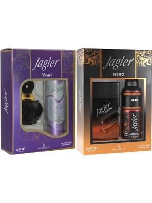 Nacario Jagler Parfüm Seti, Kadın Pearl 60ML + Deodorant, Erkek Hero 90ML + Deodorant, Karma Set
