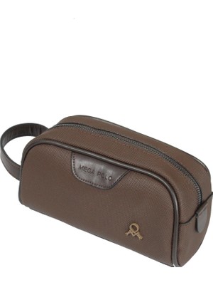 Nacario M 433 Mega Bag Kanvas El/clutch/makyaj/tıraş Çantası Kahverengi