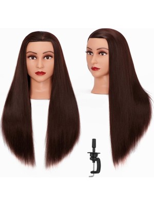 Nacario Hairginkgo Manken Kafası 26"-28" Sentetik Elyaf Eğitim Kafası Örgü Kafası Saç Şekillendirici Manken Kozmetoloji Bebek Kafası Kuaför Eğitim Modeli Kelepçe ile Örgü Uygulaması 92022LB0420