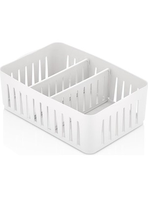 Nacario Flexi Kare Organizer Çok Amaçlı Masaüstü Dolap Düzenleyici, Makyaj Takı Ofis Mutfak Için, Bölmeli Şeffaf Plastik, 24,5 x 16 x 8 cm