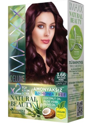 Nacario Maxx Deluxe Natural Beauty Amonyaksız Set Saç Boyası 3.66 Patlıcan Moru