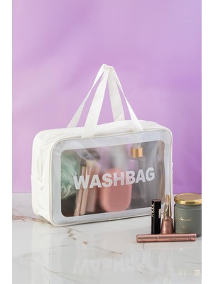 Nacario Porsima 3142-1 Şeffaf Seyahat ve Makyaj Çantası Su Geçirmez Organizer Washbag 20X30 cm