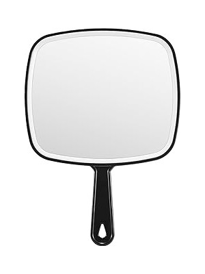 Nacario Büyük El Aynası, Kuaförler Için Saplı El Salon Aynası, Kuaförlük (Siyah, 31,5 cm x 22,8 Cm)