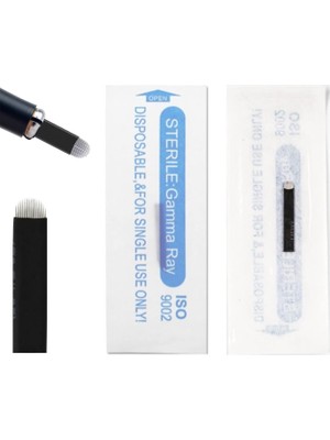 Nacario 40'lı Paket Tek Kullanımlık Microblading Iğneleri - Kaş ve Dudak Kalıcı Makyaj Için 0,18 mm 18 Pimli U-Şekilli Bıçaklar, Microblading Kalemleriyle Uyumlu, Yüksek Hassasiyetli Dövme Malzemeleri (Siyah